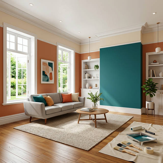 Sala de cliente com pintura profissional concluída